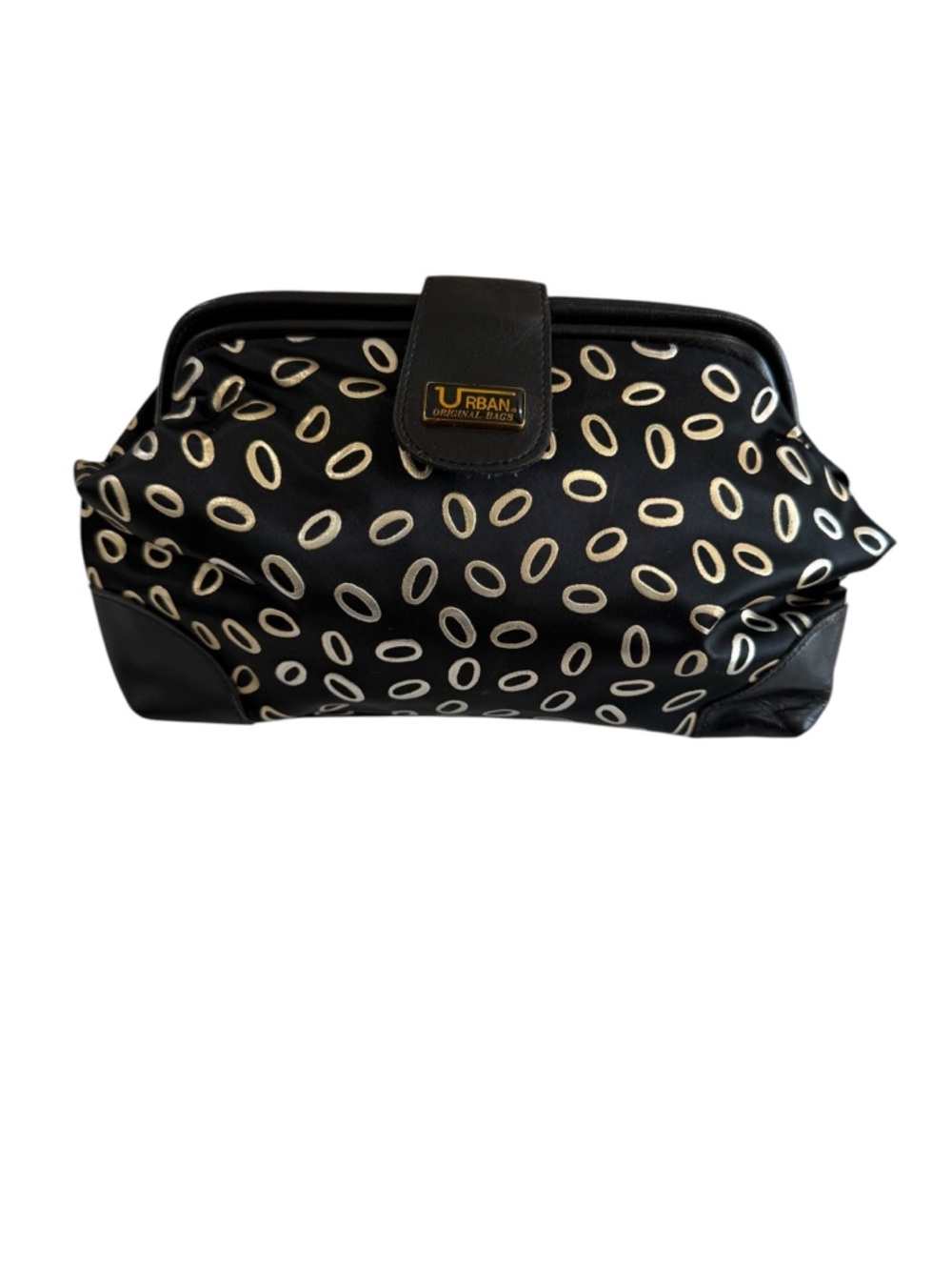 Urban Originals Black Cosmetic Clutch with Cream Oval Print